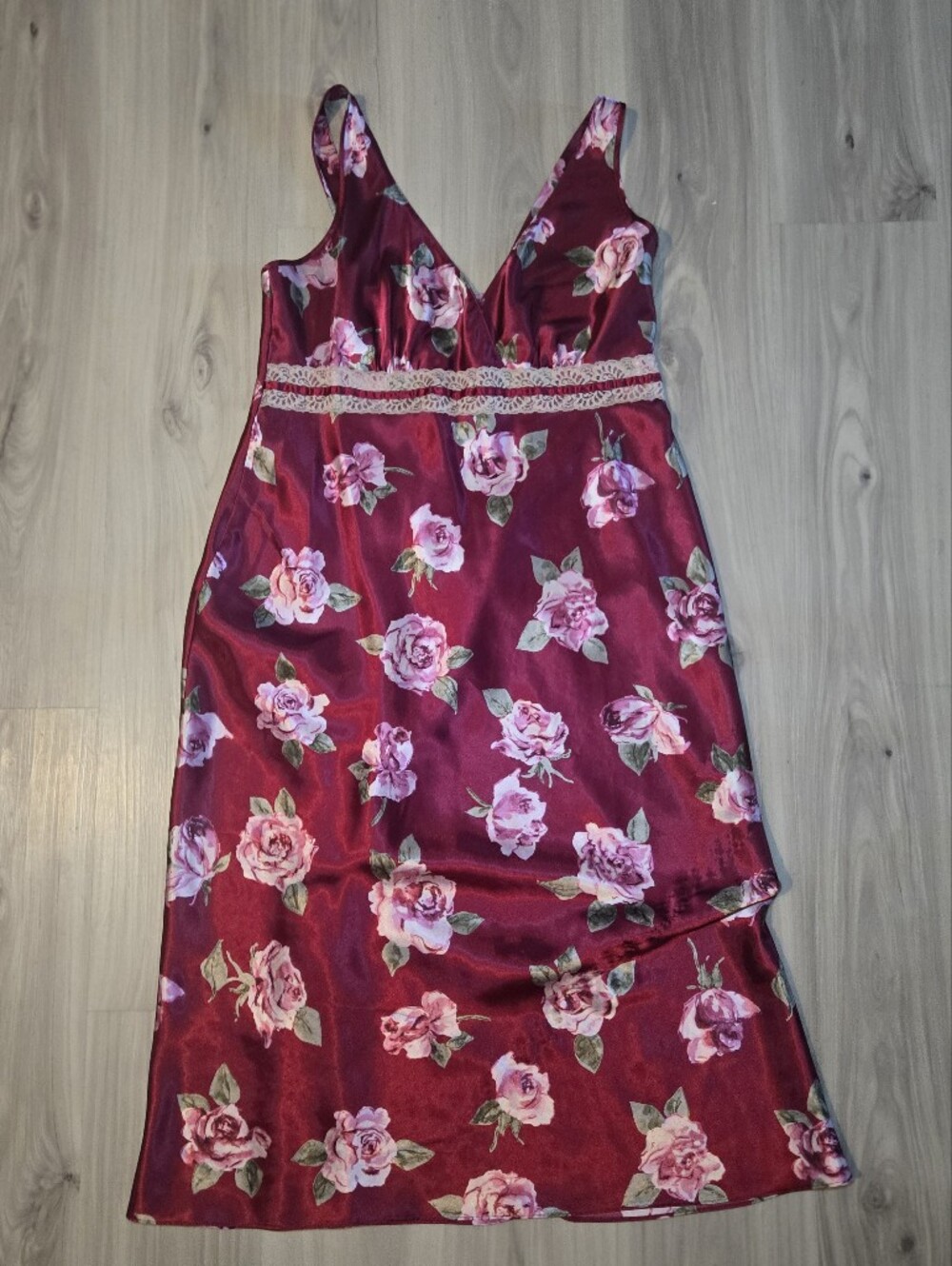 Vintage California Dynasty Floral Satin Slip Dress